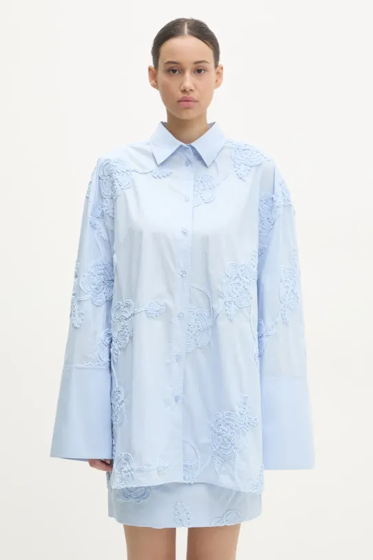 Хлопковая рубашка Rotate хлопок голубой 1135232322