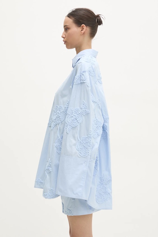 Хлопковая рубашка Rotate 1135232322 голубой SS25