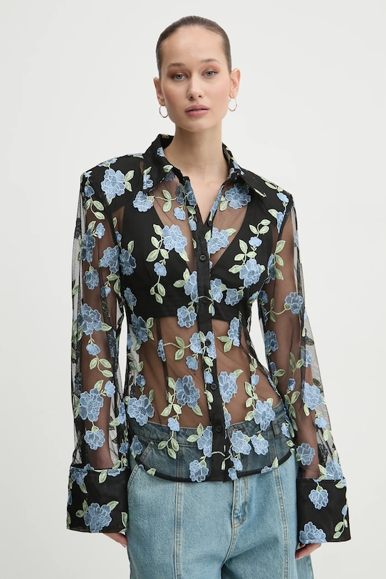 Πουκάμισο Rotate κανονικό μαύρο 113635000