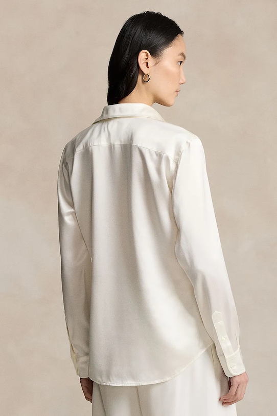 Hedvábné tričko Polo Ralph Lauren 211891378 béžová SS25