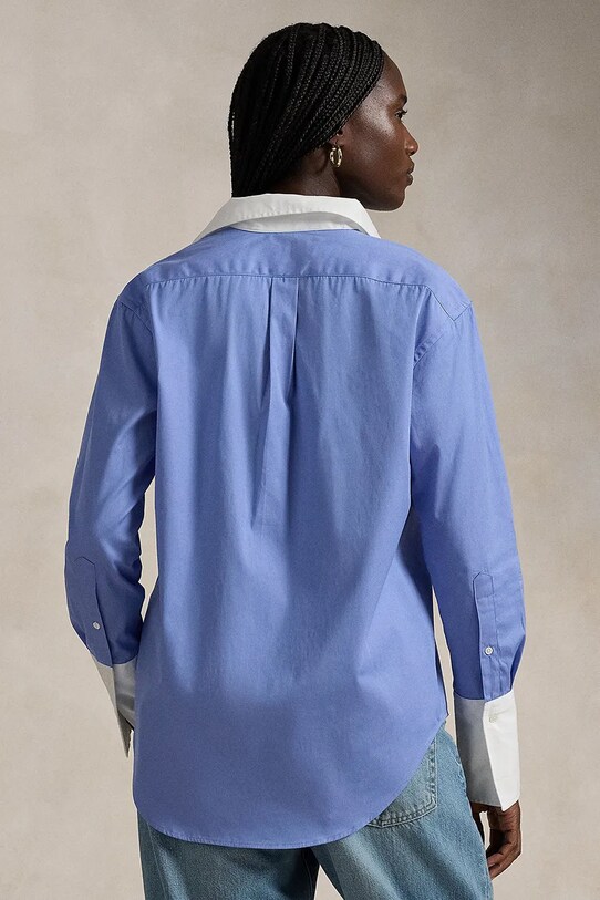 Хлопковая рубашка Polo Ralph Lauren 211891426 голубой SS25