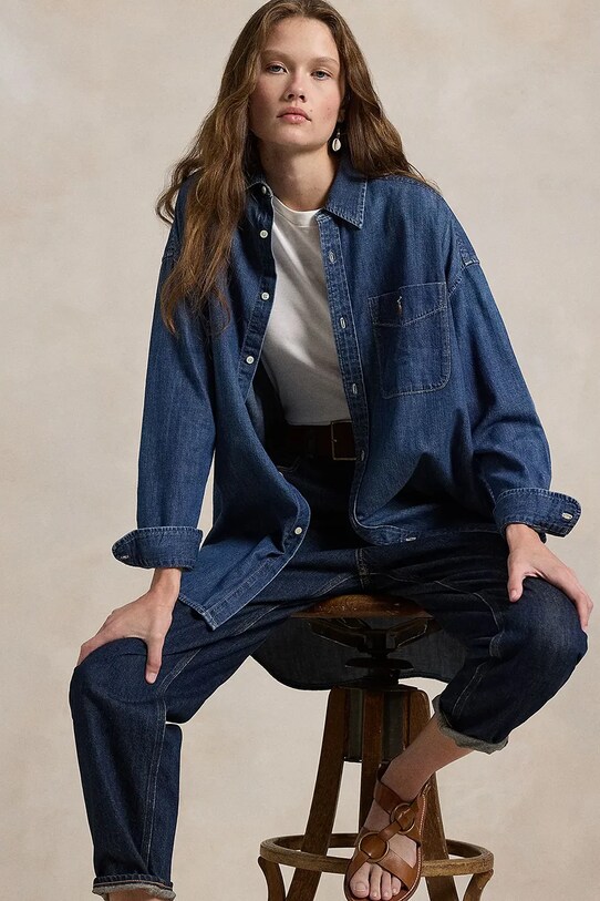 Джинсовая рубашка Polo Ralph Lauren 211959035 голубой
