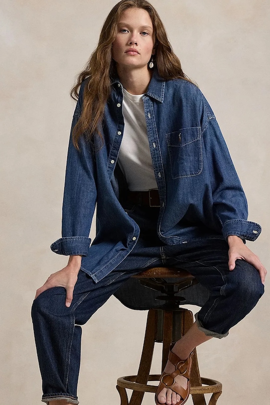 Rifľová košeľa Polo Ralph Lauren 211959035 modrá