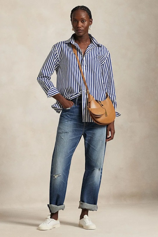 Odzież Polo Ralph Lauren koszula bawełniana 211968218 niebieski