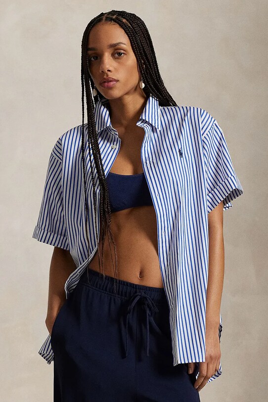 Bavlnená košeľa Polo Ralph Lauren pásiky biela 211968224