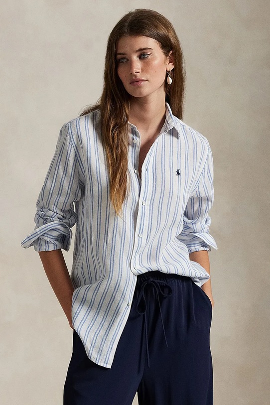 Сорочка з льону Polo Ralph Lauren візерунок білий 211970691