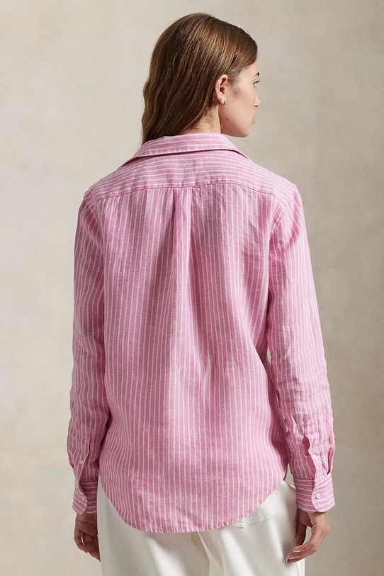 Πουκάμισο από λινό Polo Ralph Lauren 211970691 ροζ SS25