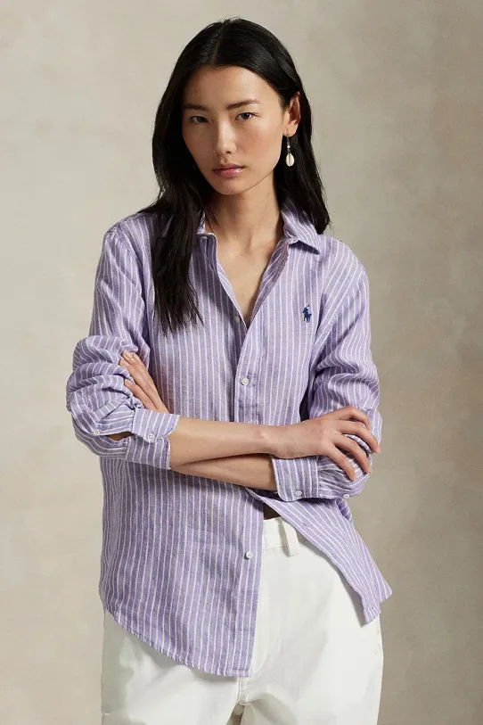 Polo Ralph Lauren camicia di lino regolare violetto 211970691