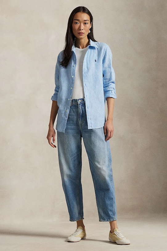 Ρούχα Πουκάμισο από λινό Polo Ralph Lauren 211970691 μπλε