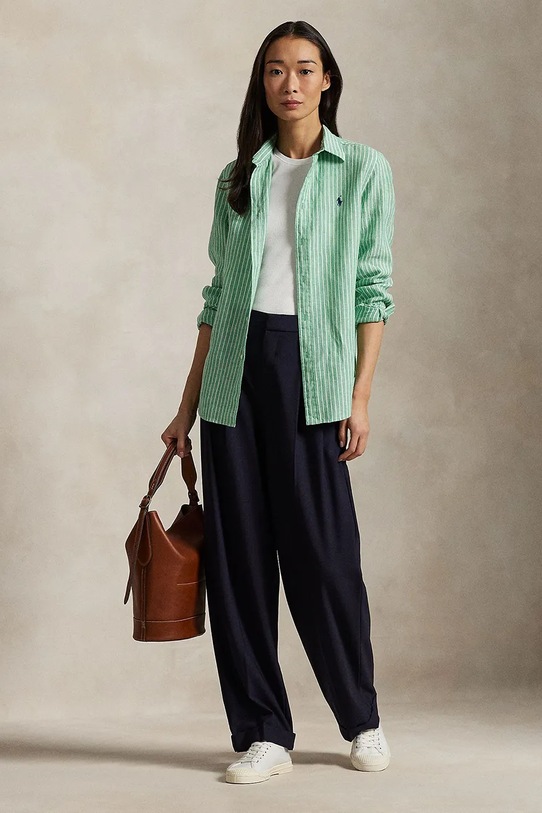 Oblečení Lněná košile Polo Ralph Lauren 211970691 zelená