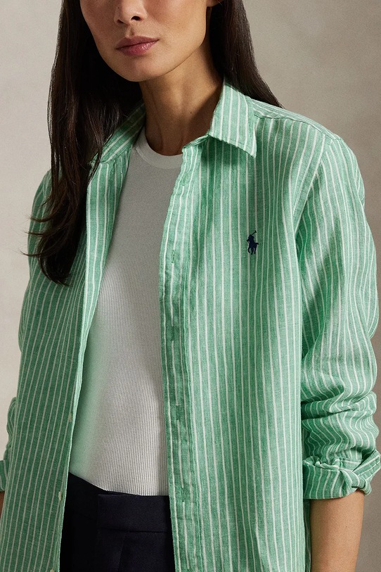 Lněná košile Polo Ralph Lauren zelená 211970691