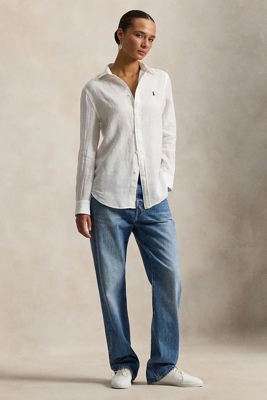 Odzież Polo Ralph Lauren koszula lniana 211970730 biały