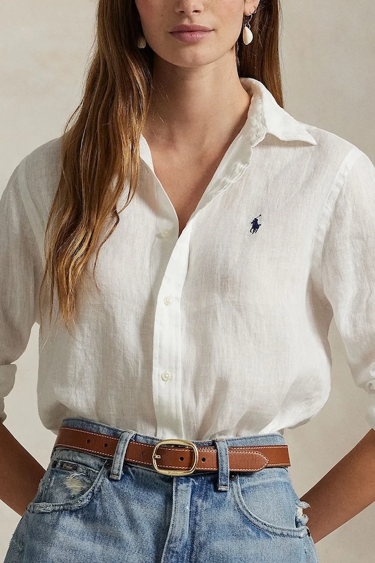 Lanena košulja Polo Ralph Lauren bijela 211970730