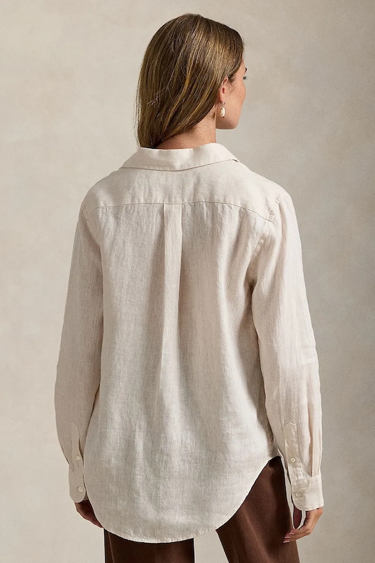 Polo Ralph Lauren koszula lniana 211970730 beżowy AW25