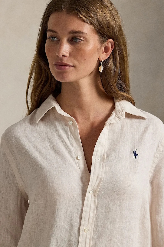 Polo Ralph Lauren koszula lniana beżowy 211970730