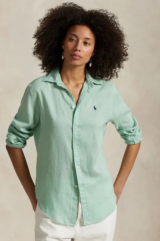 Polo Ralph Lauren camicia di lino semplice verde 211970730