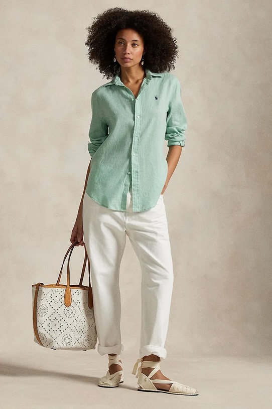 Abbigliamento Polo Ralph Lauren camicia di lino 211970730 verde