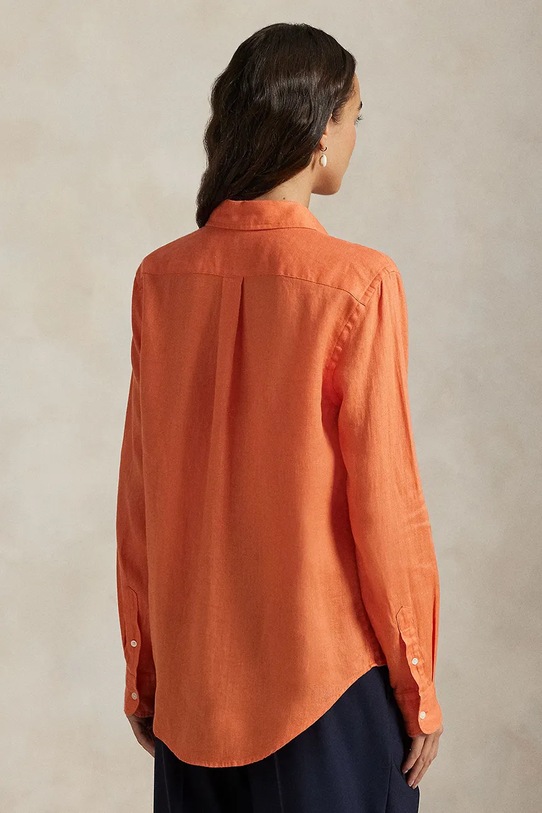 Lanena košulja Polo Ralph Lauren 211970730 narančasta AW25