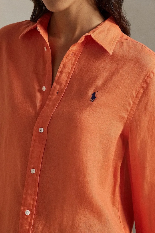 Lanena košulja Polo Ralph Lauren narančasta 211970730