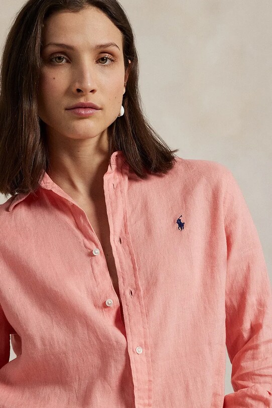 Льняная рубашка Polo Ralph Lauren розовый 211970730