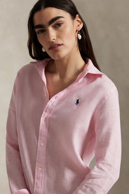 Льняная рубашка Polo Ralph Lauren розовый 211970730