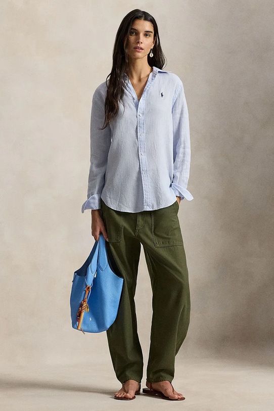 Odzież Polo Ralph Lauren koszula lniana 211970730 niebieski