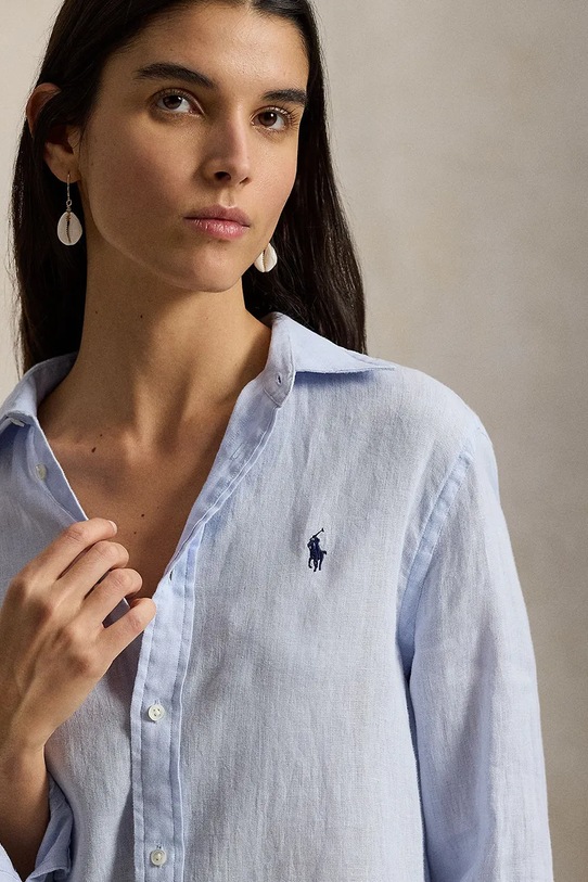 Polo Ralph Lauren koszula lniana niebieski 211970730