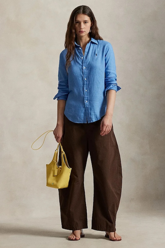 Odzież Polo Ralph Lauren koszula lniana 211970730 niebieski