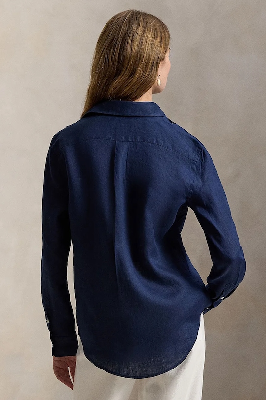 Polo Ralph Lauren koszula lniana 211970730 granatowy AW25