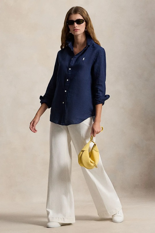 Odzież Polo Ralph Lauren koszula lniana 211970730 granatowy