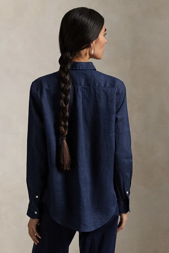 Lanena košulja Polo Ralph Lauren 211970730 mornarsko plava AW25