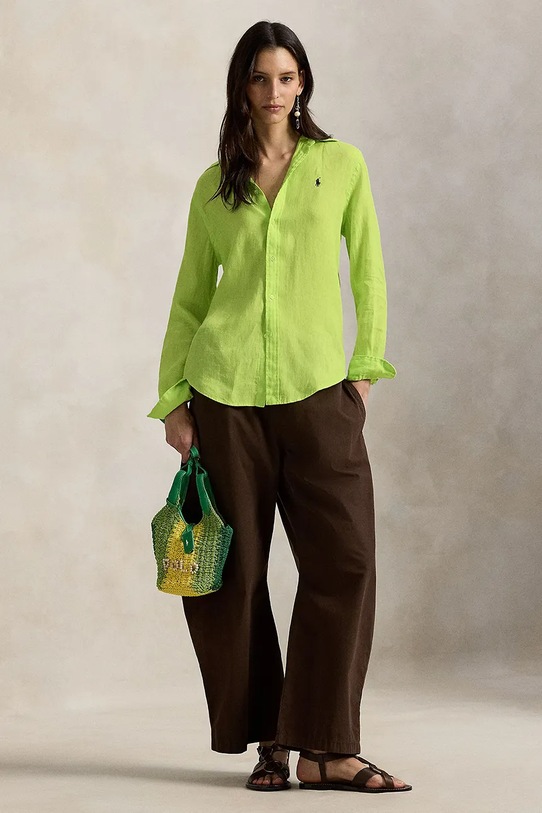 Odzież Polo Ralph Lauren koszula lniana 211970730 zielony