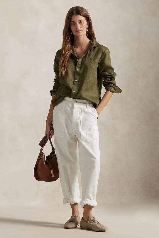 Odzież Polo Ralph Lauren koszula lniana 211970730 zielony