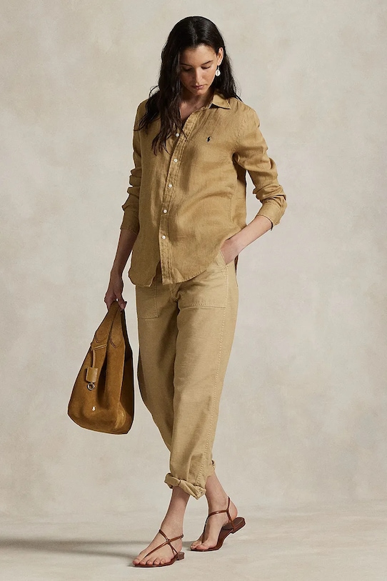 Одяг Сорочка з льону Polo Ralph Lauren 211970730 бежевий