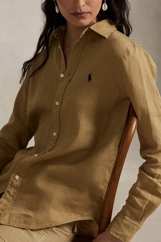 Lanena košulja Polo Ralph Lauren bež 211970730