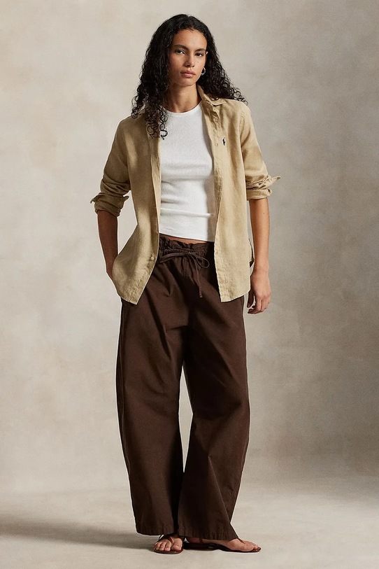 Odzież Polo Ralph Lauren koszula lniana 211970730 beżowy