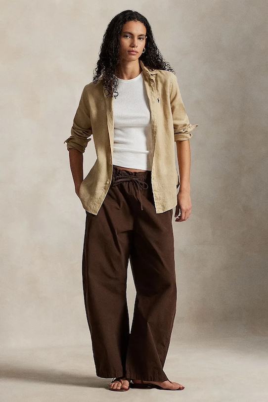 Odzież Polo Ralph Lauren koszula lniana 211970730 beżowy