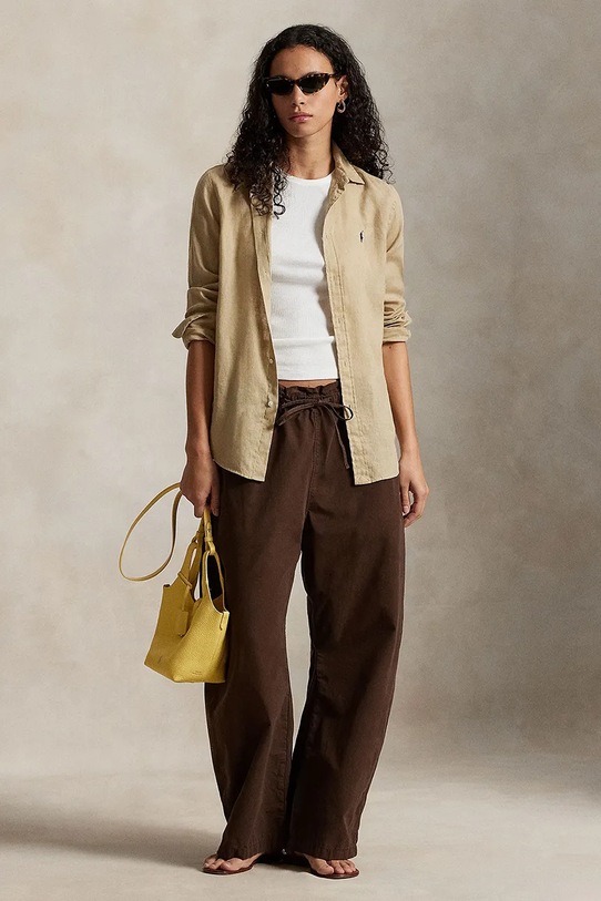 Polo Ralph Lauren koszula lniana 211970730 beżowy