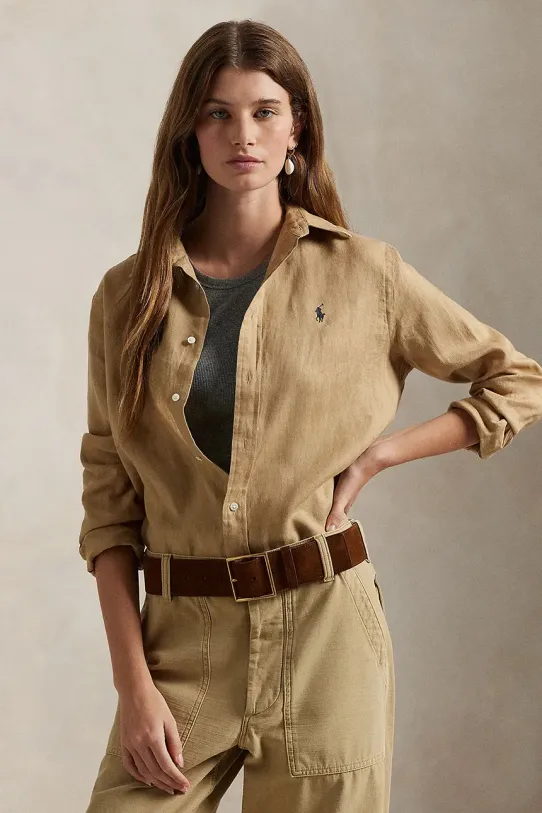 Polo Ralph Lauren koszula lniana regular beżowy 211970730