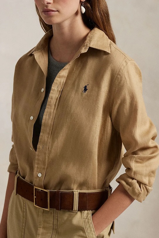 Odzież Polo Ralph Lauren koszula lniana 211970730 beżowy