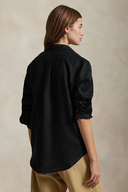 Льняная рубашка Polo Ralph Lauren 211970730 чёрный SS25