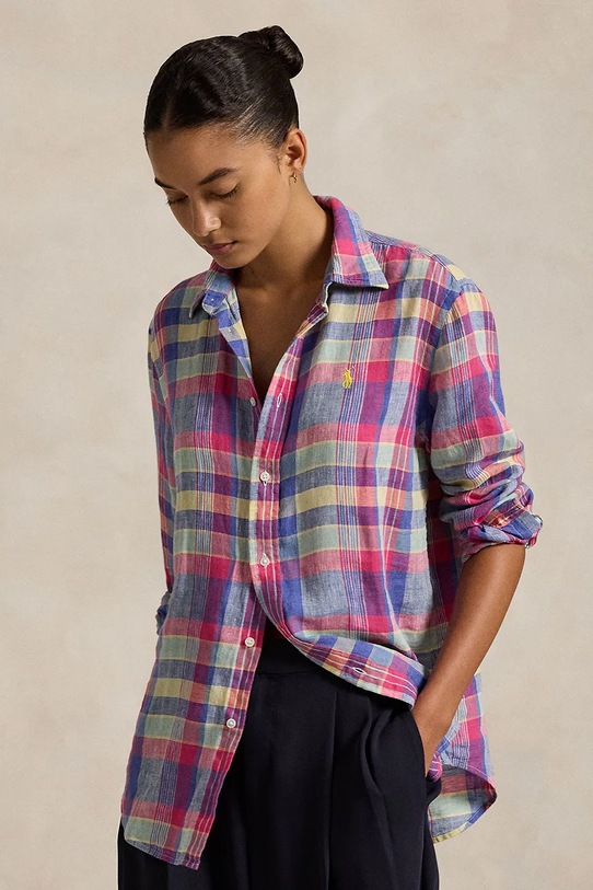 Polo Ralph Lauren koszula damska lniana regular różowy 211970733