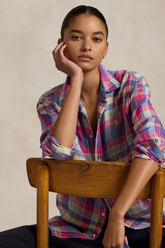 Polo Ralph Lauren koszula damska lniana różowy 211970733