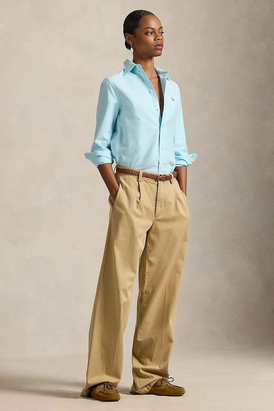 Odzież Polo Ralph Lauren koszula bawełniana 211970736 turkusowy