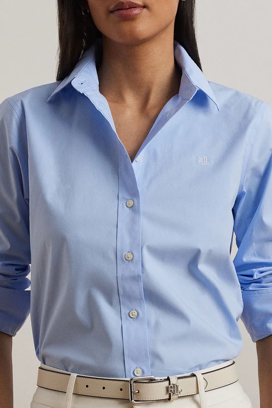 Βαμβακερό πουκάμισο Lauren Ralph Lauren μπλε 200684553