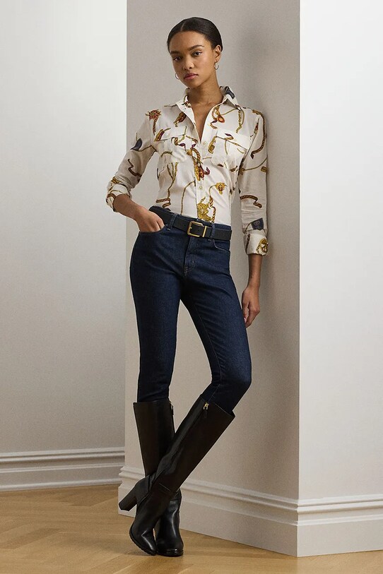 Ρούχα Βαμβακερό πουκάμισο Lauren Ralph Lauren 200957119 λευκό