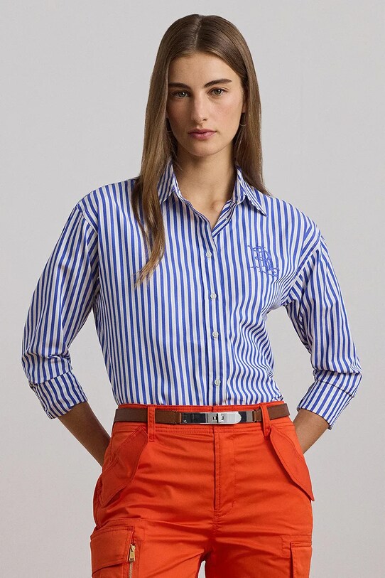 Lauren Ralph Lauren koszula bawełniana wzorzyste niebieski 200957334