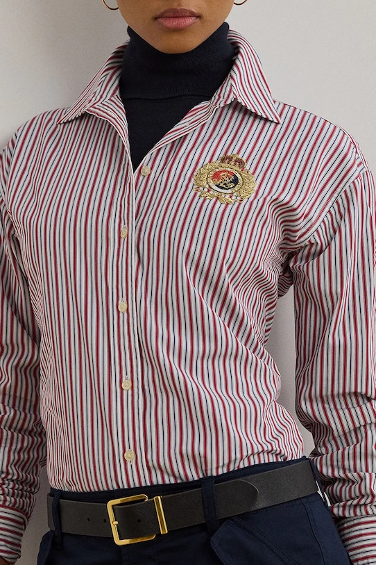 Βαμβακερό πουκάμισο Lauren Ralph Lauren σκούρο μπλε 200962945