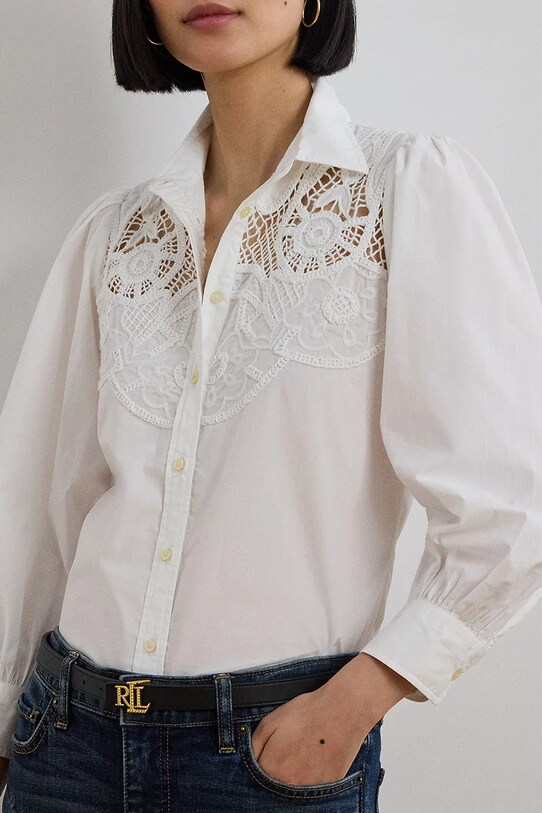 Bavlněná košile Lauren Ralph Lauren bílá 200957345