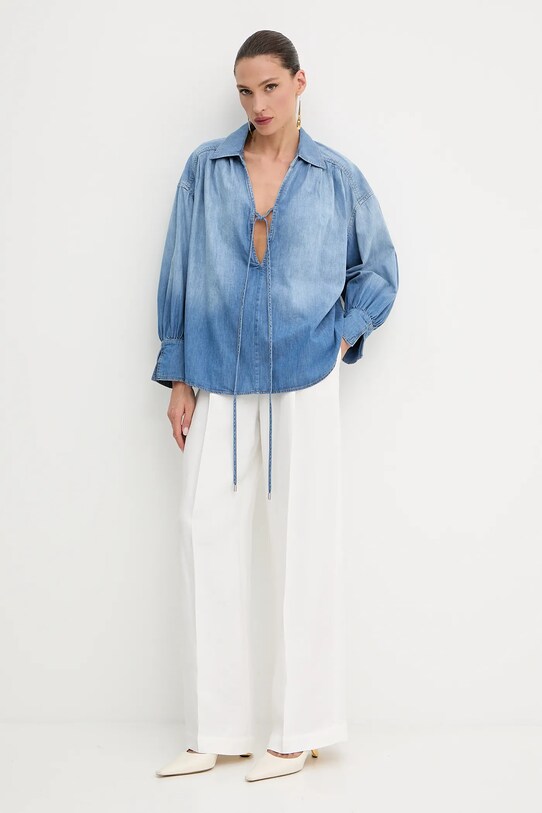 Pinko bluzka jeansowa 104630.A2DT niebieski SS25
